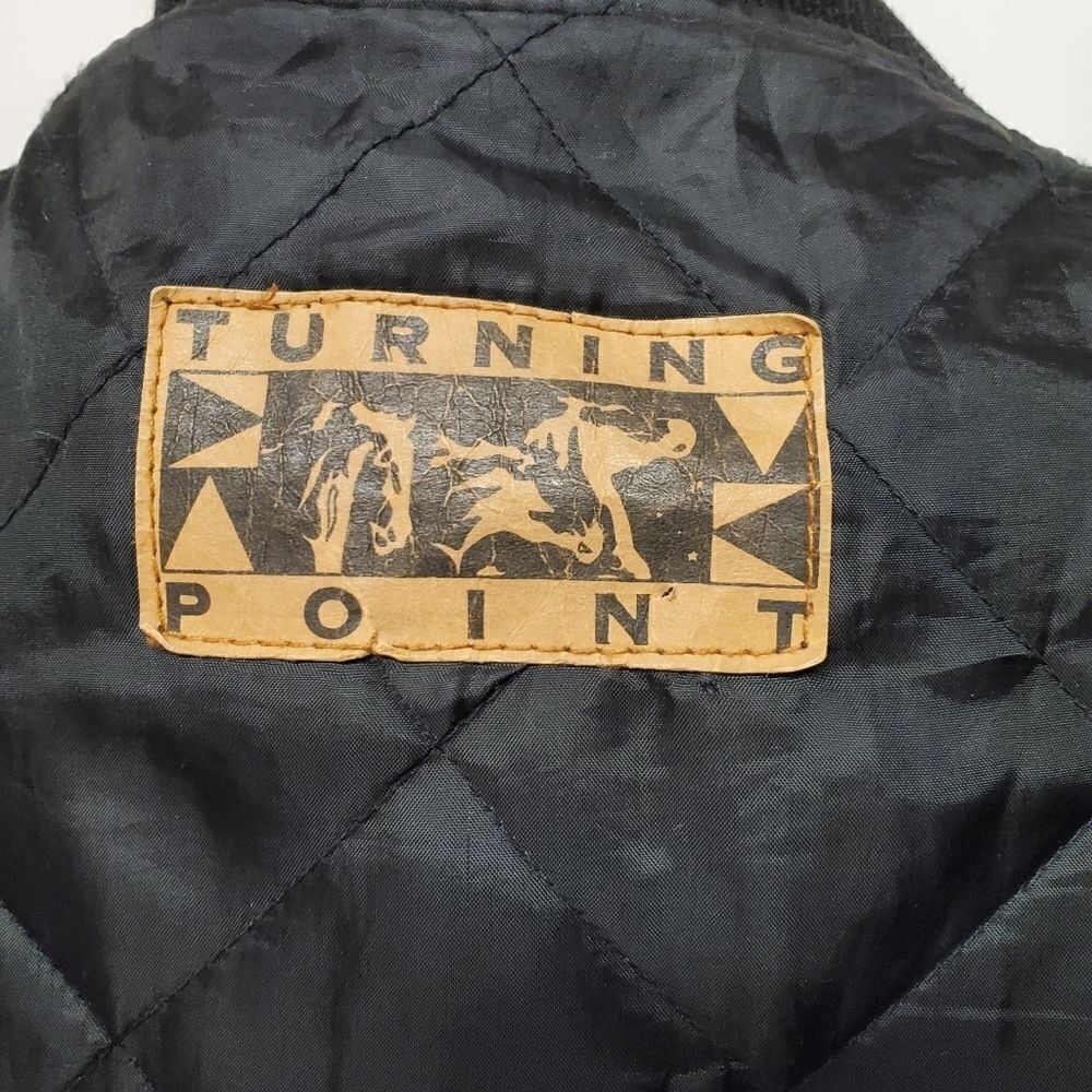 Vintage 90s y2k 2 Tone Black Brown Suede Leather Kenworth Truck Bomber Jacket Lg - Picture 9 of 12